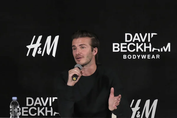 Bintang Sepak Bola Inggris David Beckham Berbicara Sebuah Acara Promosi — Stok Foto