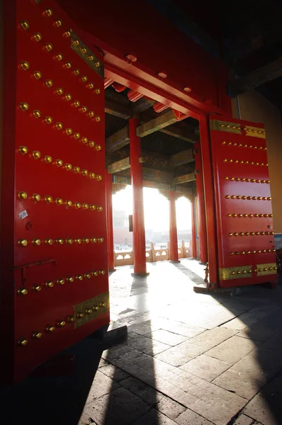 Mening Van Een Poort Bij Verboden Stad Peking China Januari — Stockfoto