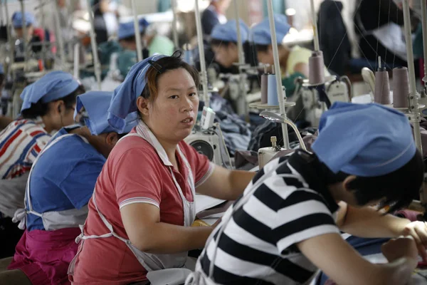 Čínská Ženská Dělnická Oblečení Pro Export Japonska Továrně Huaibei Východní — Stock fotografie
