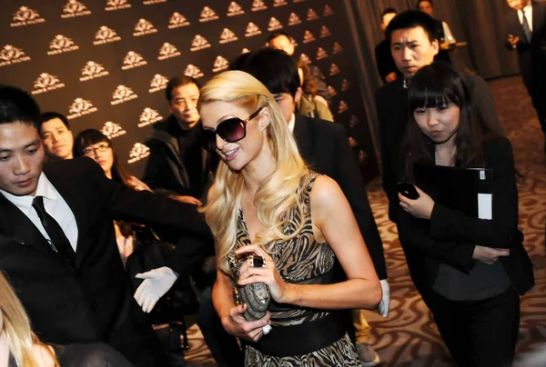 Şubat 2012 Abd Sosyetenin Renkli Siması Paris Hilton Shanghai Çin — Stok fotoğraf