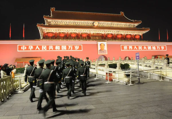 Сплеск Вогнів Площі Тяньаньмень Національного Дня Пекіні Китай Вересня 2013 — стокове фото