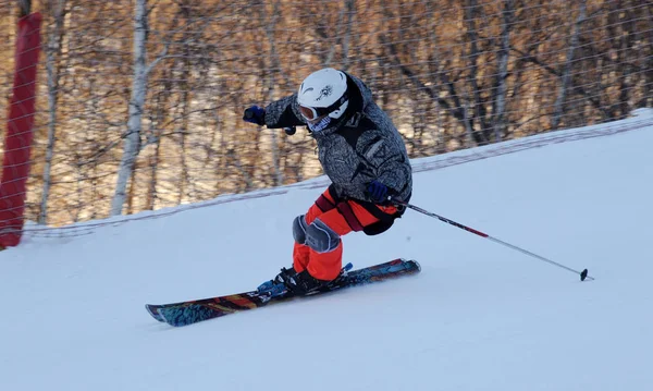 Des Chinois Font Ski Dans Parc Ski Ville Heihe Dans — Photo