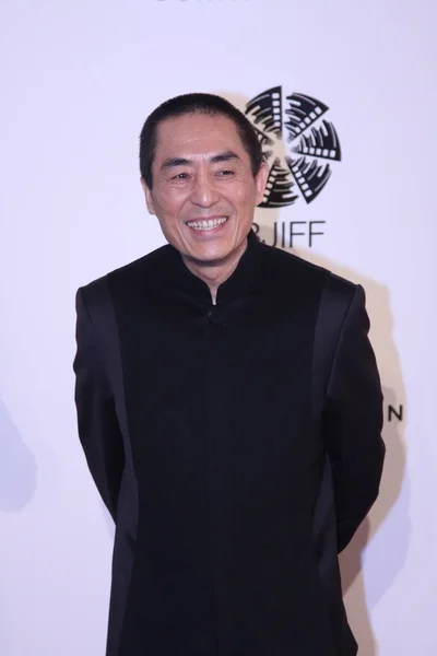 Director Chino Zhang Yimou Sonríe Mientras Llega Cena Gala Del — Foto de Stock