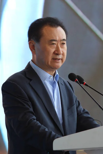 Wang Jianlin Presidente Del Grupo Dalian Wanda Habla Una Ceremonia —  Fotos de Stock