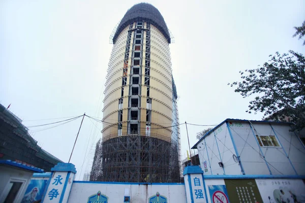 Het Gouden Hoofdkwartier Gebouw Van Volkeren Wordt Dagelijks Aanbouw Peking — Stockfoto