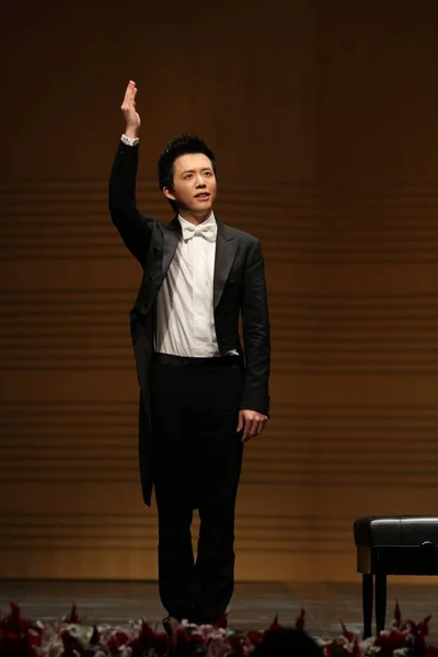 Čínský Pianista Yundi Vyobrazena Klavírního Koncertu Turné 2013 Piano Sen — Stock fotografie