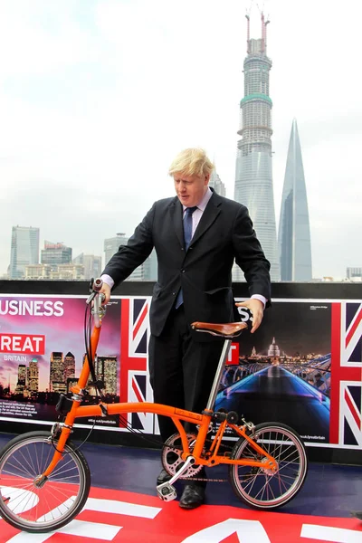 Boris Johnson Jede Kole Podporu Nízkouhlíkových Životní Styl Den Jeho — Stock fotografie