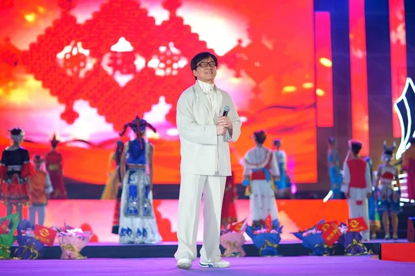 Aktor Piosenkarz Jackie Chan Hong Kong Uśmiecha Się Podczas Koncertu — Zdjęcie stockowe