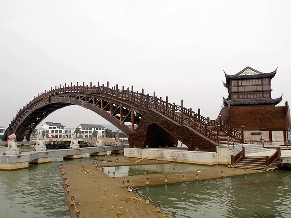 Puente Arco Madera Más Largo Del Mundo Joyful Xujiang Sobre — Foto de Stock