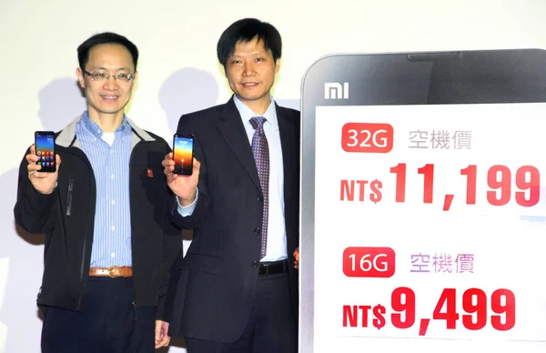 Lin Bin Levý Spoluzakladatel Prezident Společnosti Xiaomi Corporation Lei Jun — Stock fotografie