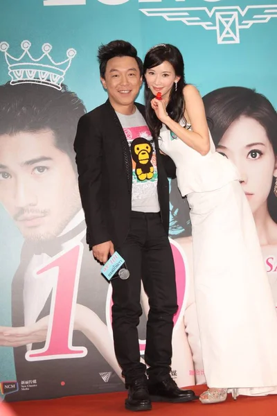 Chinese Actor Huang Left Taiwanese Actress Lin Chiling Pose Press — Stock Photo, Image
