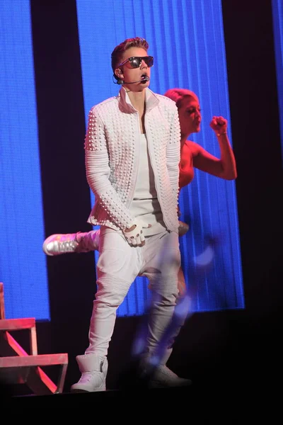 Canadese Pop Zanger Justin Bieber Presteert Tijdens Zijn Concert Beijing — Stockfoto