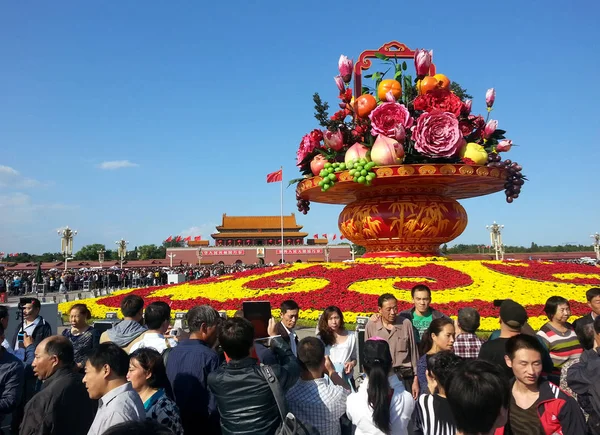 Foule Touristes Place Tiananmen Pendant Les Vacances Fête Nationale Pékin — Photo