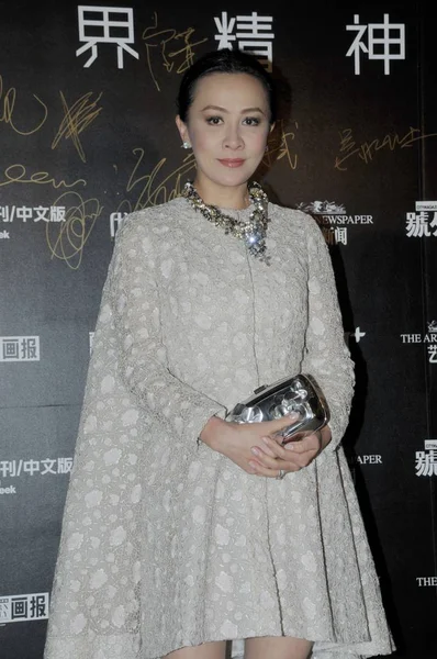 Hong Kong Actress Carina Lau Poses She Arrives Banquet Mark — Stock Photo, Image