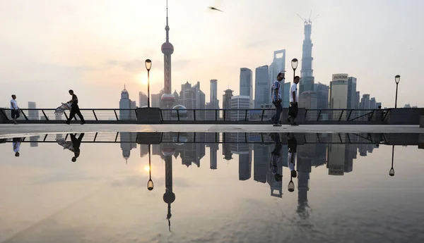 Kora Reggel Jelenetek Bund Után Egy Vihar Lehűteni Skyline Pudong — Stock Fotó