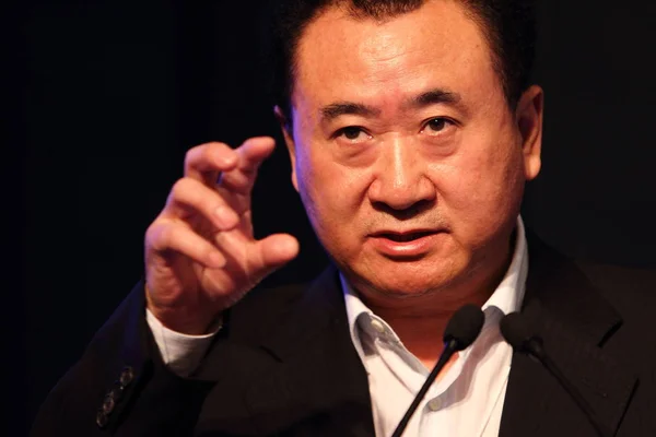 Wang Jianlin Předseda Wanda Group Vydává Řeč Fóru Dalianském Městě — Stock fotografie