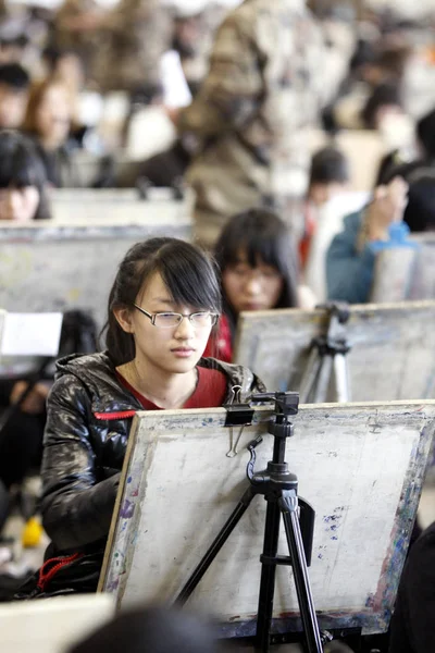 Les Candidats Chinois Participent Concours Entrée Aux Académies Art Université — Photo