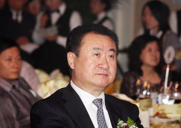 Wang Jianlin Voorzitter Van Dalian Wanda Group Wordt Afgebeeld Tijdens — Stockfoto