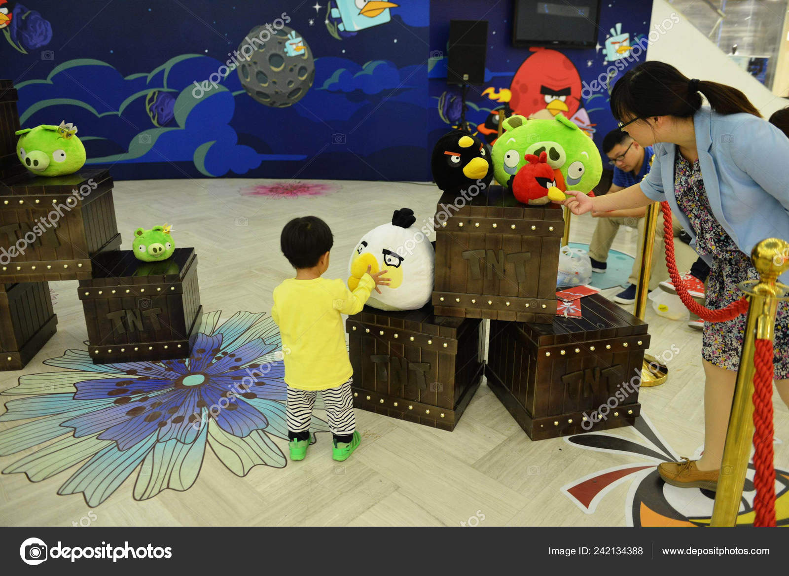 picture Angry Birds Toys 2009 https depositphotos com 242134388 stock photo visitors play stuffed toys angry html