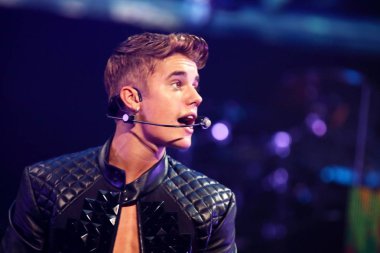 Canadian pop singer Justin Bieber sings during his concert in Beijing, China, 29 September 2013.