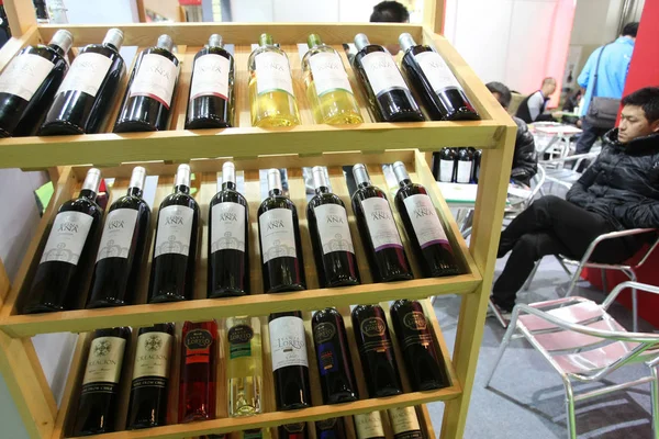 Vino Importato Dal Cile Esposto Una Fiera Del Vino Shanghai — Foto Stock