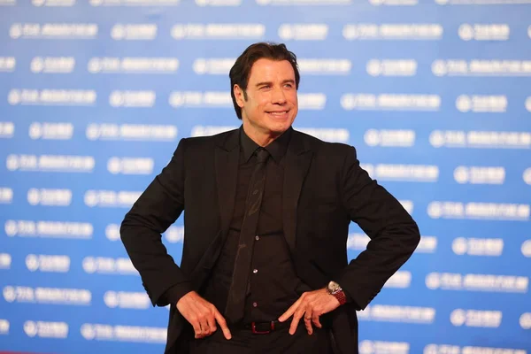 Actor Estadounidense John Travolta Posa Mientras Llega Alfombra Roja Para — Foto de Stock
