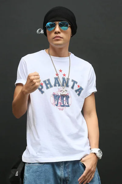 Cantante Taiwanés Jay Chou Posa Durante Evento Promocional Para Phantaci — Foto de Stock