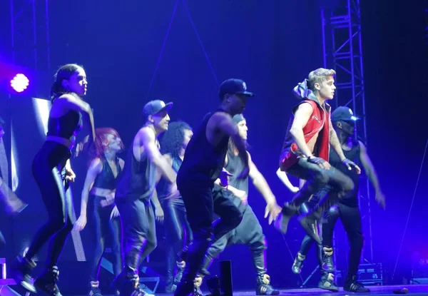 Καναδική Ποπ Τραγουδιστής Justin Bieber Εκτελεί Κατά Διάρκεια Της Συναυλία — Φωτογραφία Αρχείου
