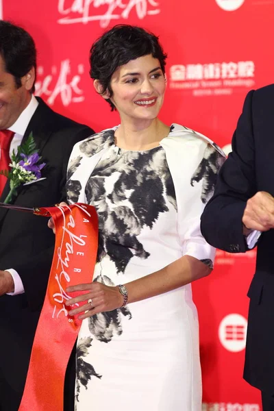 Actriz Francesa Audrey Tautou Celebra Cinta Durante Ceremonia Apertura Tienda —  Fotos de Stock