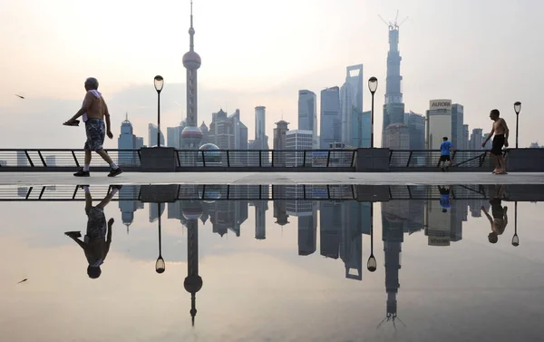 Kora Reggel Jelenetek Bund Után Egy Vihar Lehűteni Skyline Pudong — Stock Fotó