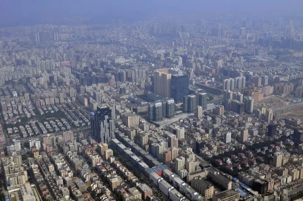 Vista Aérea Rascacielos Edificios Gran Altura Shenzhen Provincia Guangdong Sureste —  Fotos de Stock