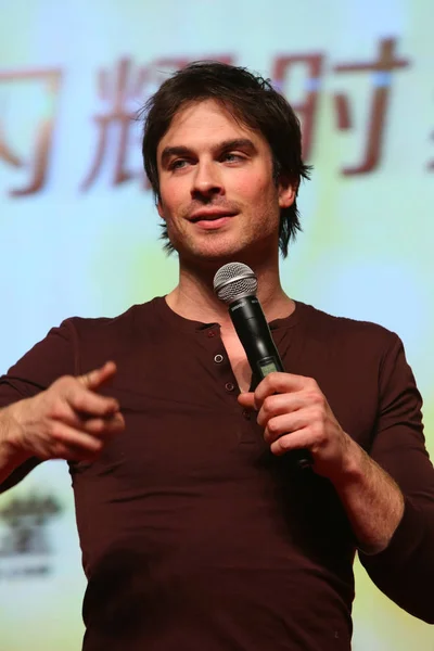 Amerikai Színész Ian Somerhalder Beszél Egy Promóciós Eseményt Shanghai Kína — Stock Fotó