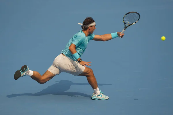 Rafael Nadal Spagna Torna Colpo Fabio Fognini Italia Durante Partita — Foto Stock