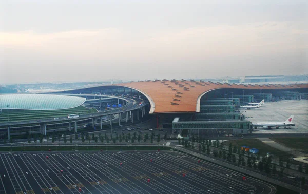 Uitzicht Terminal Internationale Luchthaven Beijing Capital Peking China Oktober 2008 — Stockfoto