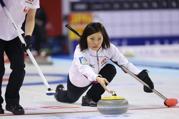Ayumi Ogasawara Aus Japan Setzt Während Der Pazifik Asiatischen Curling — Stockfoto