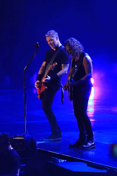 Участники Американской Хеви Метал Группы Metallica Выступают Время Концерта Шанхае — стоковое фото