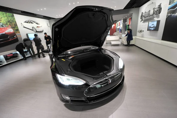 Black Model Electric Car Displayed Tesla Store Beijing China November — Stock Photo, Image