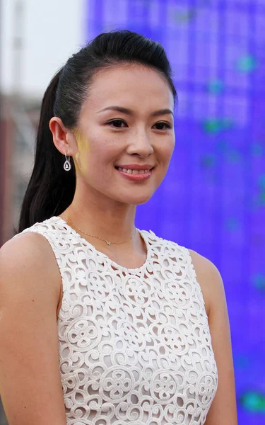 Chinese Actress Zhang Ziyi Smiles Promotional Event Residential Apartment Project — Stock Photo, Image