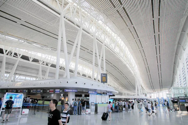 Passagiers Worden Gezien Changsha Huanghua International Airport Changsha City Centraal — Stockfoto