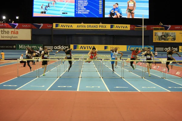 Chinas Liu Xiang Fourth Left Other Hurdlers Compete Mens 60M — Stock Photo, Image