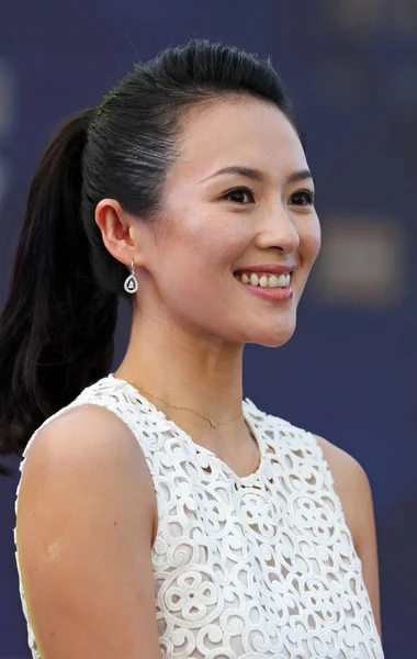 Chinese Actress Zhang Ziyi Smiles Promotional Event Residential Apartment Project — Stock Photo, Image