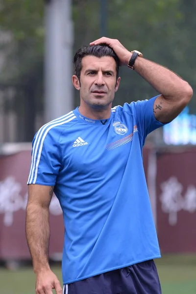 Portugalská Fotbalová Hvězda Luis Figo Real Madrid Leyendas Navštěvuje Propagační — Stock fotografie