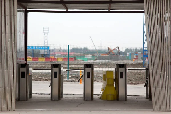 Vista Los Torniquetes Sitio Construcción Del Shanghai Disneyland Resort Pudong — Foto de Stock