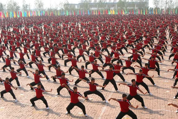 Schüler Der Tagou Schule Führen Während Einer Kung Darbietung Der — Stockfoto