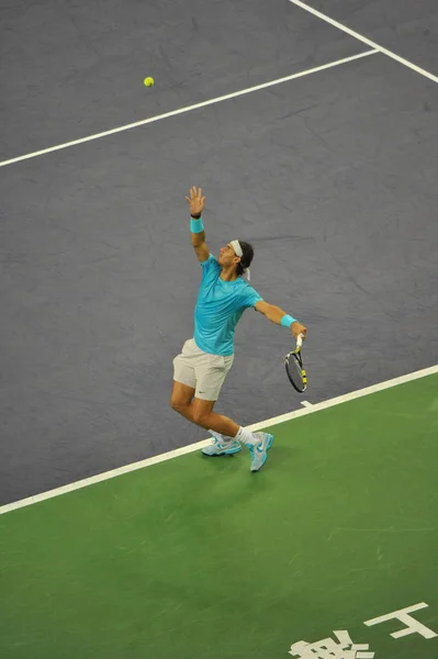Spanya Rafael Nadal Bir Atış Için Juan Martin Del Potro — Stok fotoğraf