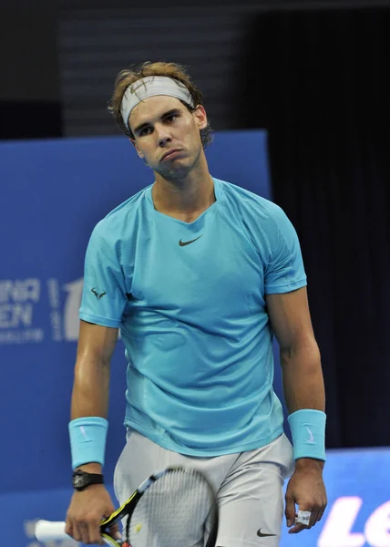 Rafael Nadal España Reacciona Punto Que Perdió Ante Novak Djokovic — Foto de Stock