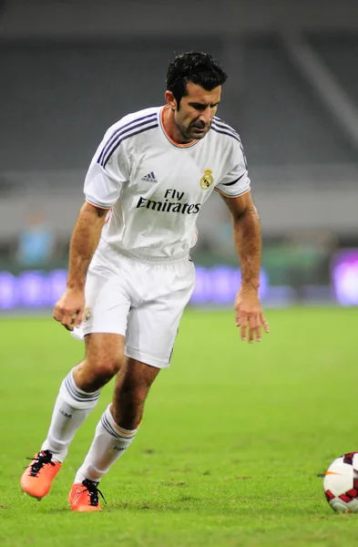 Portugees Voetbal Ster Luis Figo Van Real Madrid Leyendas Dribbelt — Stockfoto