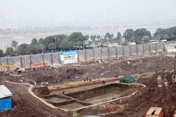 Utsikt Över Utgrävningsplatsen Gamla Murarna Changsha Centrala Chinas Hunan Provinsen — Stockfoto