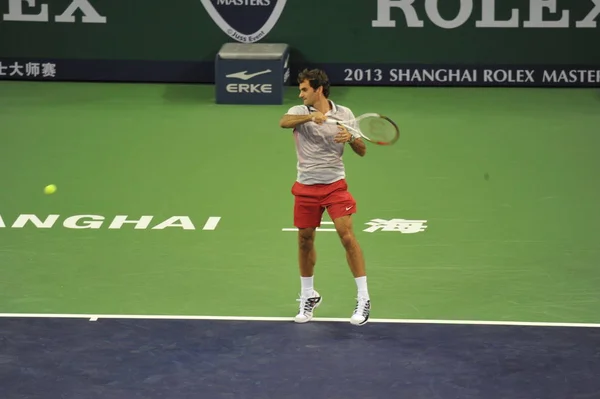 Roger Federer Switzerland Returns Shot Zhang China Performance Match Opening — Stock Photo, Image