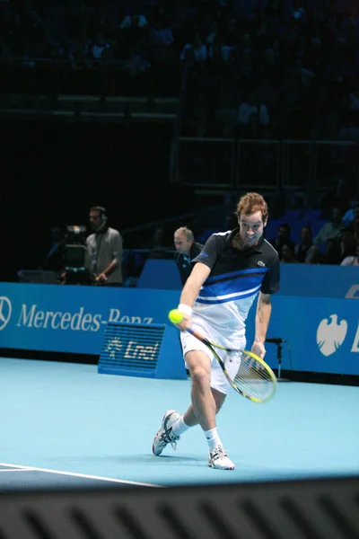 런던의 Atp 결승전에서 테니스 경기를 프랑스의 리처드 아르헨티나의 마르틴 트로에 — 스톡 사진